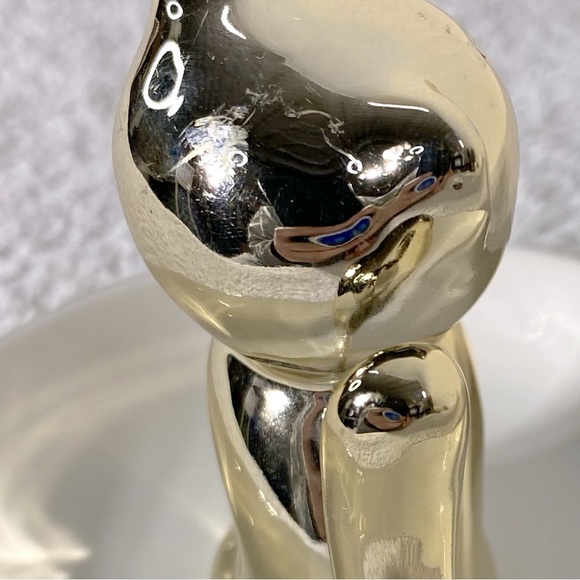 Ceramic Gold Tone Cat Ring Holder Dish - Picture 6 of 9